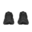 Rear view of HOKA Men's Clifton 11 Wide Black/Black running shoes, cushioned trainers on a white background.