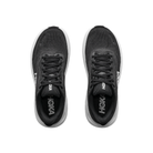 HOKA Men's Clifton 11 Wide Black/White running shoes with white soles, shown from above on a white background.