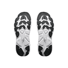 HOKA Men's Clifton 11 Grey running shoe soles with black traction, shown side by side on a white background.