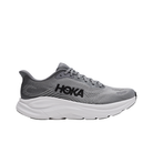 HOKA Men's Clifton 11 Grey cushioned trainer with black logo and white sole, shown in side profile on white background.