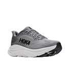 HOKA Men's Clifton 11 Grey running shoes with cushioned sole and black logo shown on a white background.