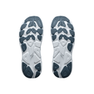HOKA Men's Clifton 11 Navy: cushioned running shoes with a white sole and dark blue grip, shown from the bottom.