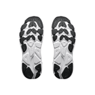 HOKA Men's Clifton 11 Wide Grey running shoe soles with geometric tread, side by side on a white background.