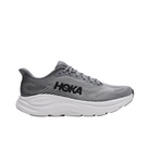 HOKA Men's Clifton 11 Wide Grey running shoes with cushioned sole, side view on white background.
