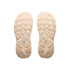 Beige rubber soles with patterned tread—ideal for HOKA Women's Clifton 11 Albaster/Oat Milk cushioned running shoes.