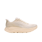 HOKA Women's Clifton 11 in Alabaster/Oat Milk, a cushioned daily trainer, shown in side profile on white background.