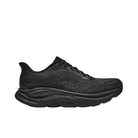 HOKA Women's Clifton 11 Black/Black features a mesh upper, cushioned sole, and APMA Seal of Acceptance.