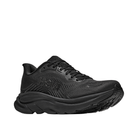 HOKA Women's Clifton 11 Black/Black running shoe with cushioned sole and mesh upper on a white background.
