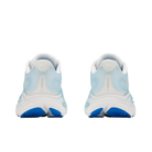 HOKA Women's Clifton 11 Frost/Blue running shoes shown from the back, featuring blue-accented soles.