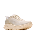 HOKA Women's Clifton 11 Wide Alab/Oat: cushioned trainer with thick sole, angled view—ideal for running.