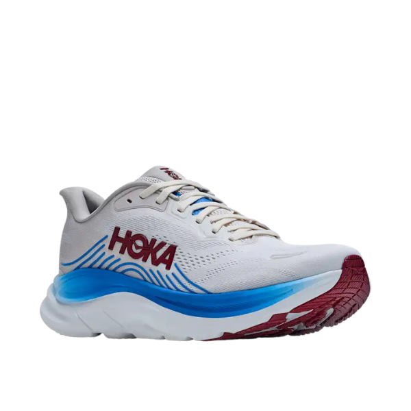 The HOKA Men's Clifton 11 Stucco/Grout features a thick cushioned sole and HOKA logo on the side.