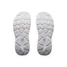 HOKA Women's Clifton 11 Wide White/White running shoes with textured tread shown on a plain white background.