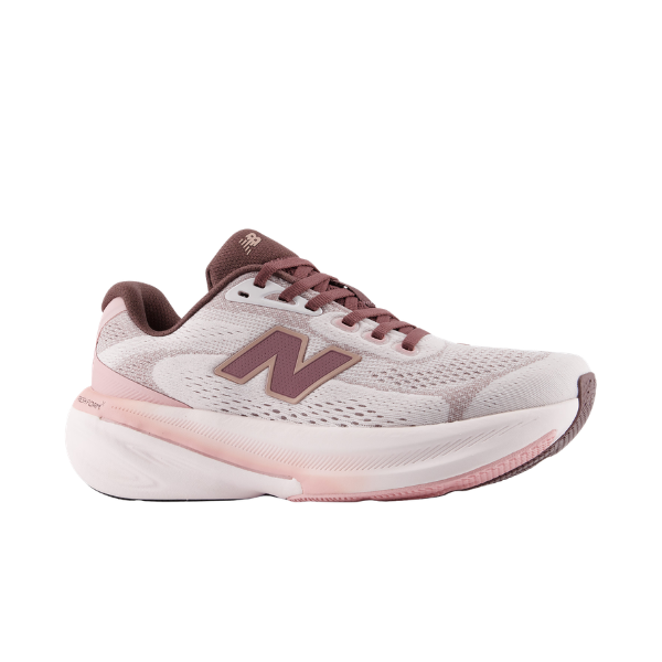 The NEW BALANCE Women's 860V15 Pink running shoe with Fresh Foam X, shown in white and pink side view.