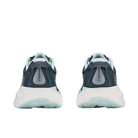 New Balance Women’s Gaviota 6 in green/navy seen from the back, HOKA branding and model on the heels.