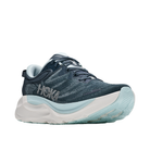 Green and navy HOKA Women's Gaviota 6 stability shoes with thick sole, side and slightly front view.