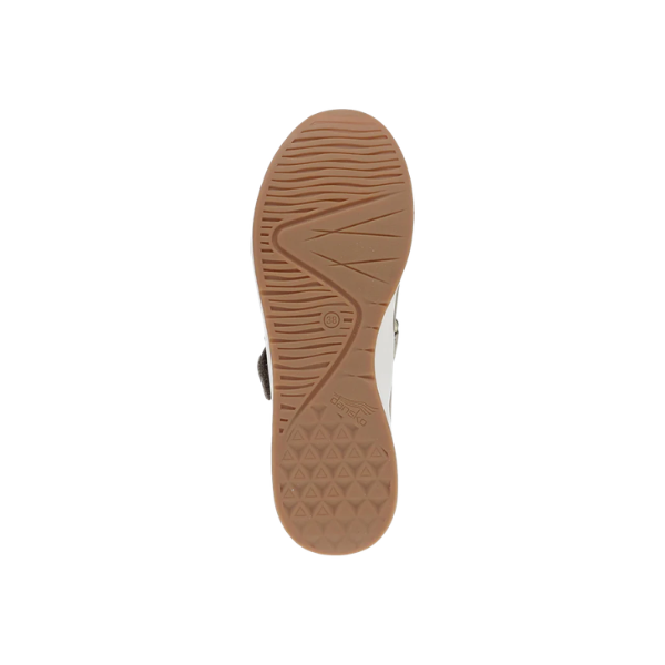 Brown textured sole shown from beneath; fits DANSKO Women’s Carolina Walnut Suede Mary Jane sneakers.
