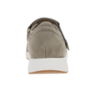A walnut suede Dansko Women’s Carolina sneaker, back view, with a white sole and side Velcro strap.