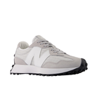 New Balance Women’s 327 Rain/White running shoes with black sole and N logo, shown angled on a white background.