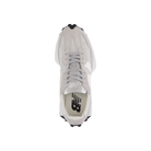 Top view of NEW BALANCE Women’s 327 Rain/White running shoes, light gray and white, logo on the tongue.