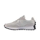 NEW BALANCE 327 Rain/White women’s shoes with black sole, great for foot pain relief, shown on a white background.