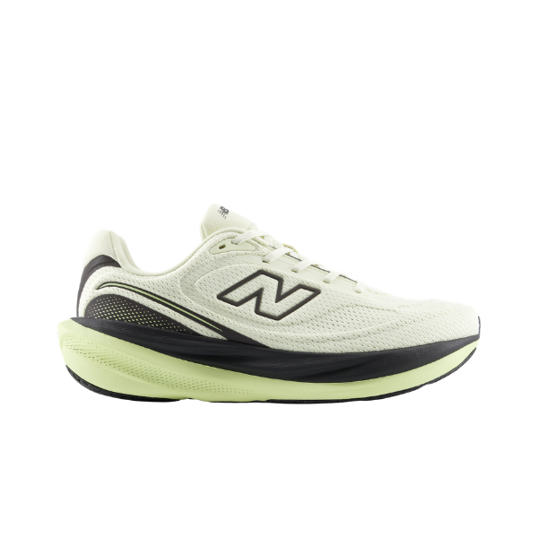 NEW BALANCE 1080V15 Pistacio/Black offers enhanced cushioning, black N logo, and a light green sole.