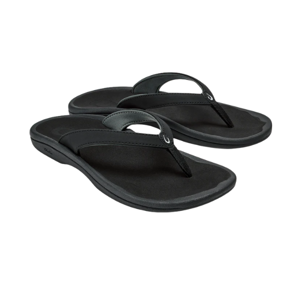 OLUKAI Women’s Ohana Lahi Black/Black: comfy sandals with thick soles and wide straps—perfect flip flops for women.
