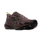 BROOKS Men’s Ghost Trail Brown shoe with black sole, green accents, all-terrain grip shown on white background.