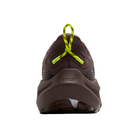 BROOKS Men’s Ghost Trail Brown, shown from the back with all-terrain traction and a yellow heel pull tab.