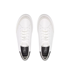 Clarks Men’s Code C Tie Wide White sneakers with advanced comfort, black insoles, and white leather uppers. Lucky Feet Shoes