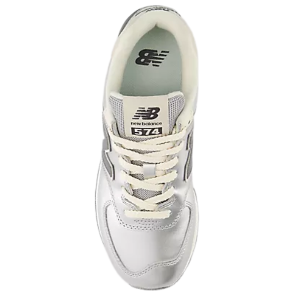 New Balance Women's 574 Metallic Silver/Arctic Grey