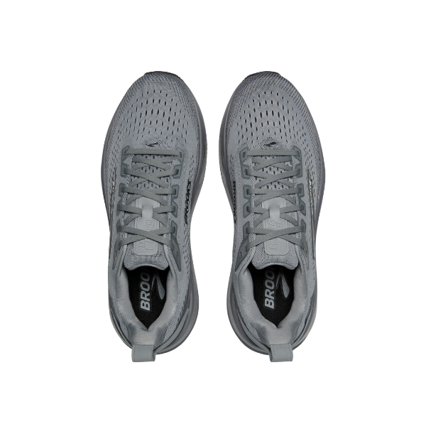 BROOKS Men’s Ghost Max 4 running shoes in grey, shown from above on a white background.