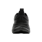 Back of BROOKS Men’s Ghost Max 4 Black/Black with textured details, pull tab, on white background.