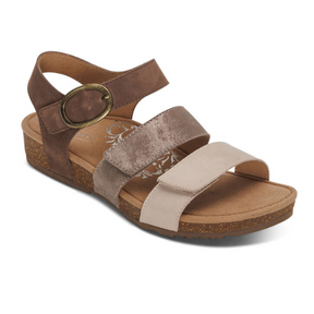 Aetrex Women's Lilly Adjustable Quarter Strap Sandal Taupe