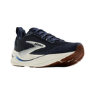 Brooks Men’s Ghost Max 4 Navy/White: cushioned sole, white & silver accents, brown-tread outsole.