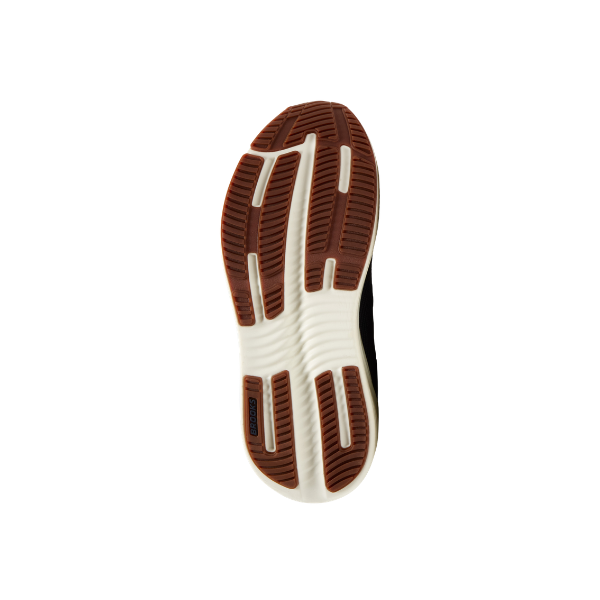 BROOKS Ghost Max 4: Men’s navy/white running shoe, brown/white sole with textured grip and high-stack cushioning.
