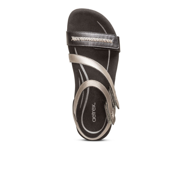 Aetrex Women's Gabby Adjustable Quarter Strap Sandal Black