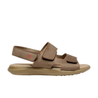 The ARCOPEDICO Womens Sumava Sandal in taupe features two adjustable Velcro straps on top, an adjustable heel back-strap, a cushioned sole, and an open toe design.