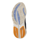 The image shows the sole of the BROOKS Women's Ghost Max 3 Medium Coconut/Blue running shoe, featuring white, blue, and orange tread with "Brooks" in blue—ideal for women runners or those with plantar fasciitis.