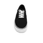The Rival Mens Trips Black/White by RIVAL, INC. features a black upper, white laces, and a white rubber sole—shown front view on a plain white background—ideal for mens trips and casual outings.
