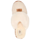Top view of UGG Women's Cozy Cream slipper with plush sheepskin lining and UGG logos on top and insole.