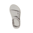 A single Teva Womens Hurricane XLT2 Ampsole Moonstruck sport sandal with adjustable fabric straps and a flat sole, made from recycled materials, shown in light gray from above on a white background.