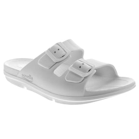Sovella Women's Buckle Slide White