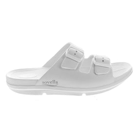 Sovella Women's Buckle Slide White