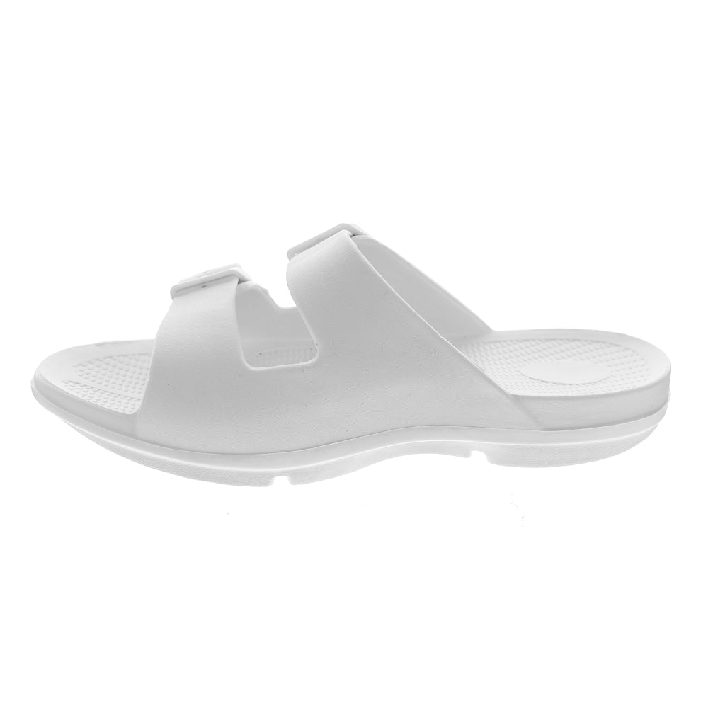 Sovella Women's Buckle Slide White