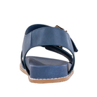 Rear view of the ZIERA Womens Hastice Blue Leather sandal, featuring a heel strap, brown sole, visible edge stitching—designed for comfort and foot pain relief.