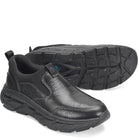 ALIGN Men's Protech Valent Black slip-on sneaker, black leather upper with twin gore panels, detail view.