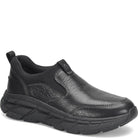 ALIGN Men's Protech Valent Black slip-on sneaker with arch support orthotic insole, cushioned collar, detail view.