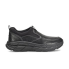 ALIGN Men's Protech Valent Black slip-on work sneaker, waterproof leather upper, slip-resistant sole, angled view.
