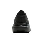 Rear view of BROOKS Women's Ghost 18 Wide Black/Black running shoe, padded heel collar with 3M reflectivity.
