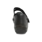 Rear view of the ARCOPEDICO Womens Cosmo Black shoe shows its textured sole and back strap, designed for foot pain relief, photographed on a plain white background.